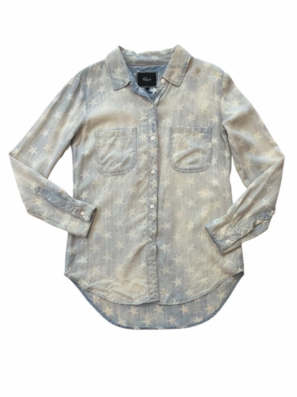Rails Pale Blue Star-Print Button Down Long Sleeve Shirt